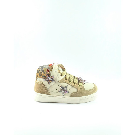 Balducci sneakers bambina modello basket pelle bianca e tallone maculato con stellina