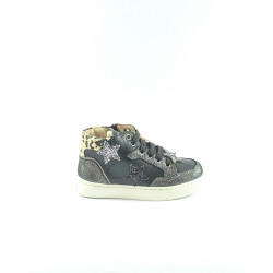 Balducci sneakers bambina modello basket pelle nera  e tallone cavallino  con stellina
